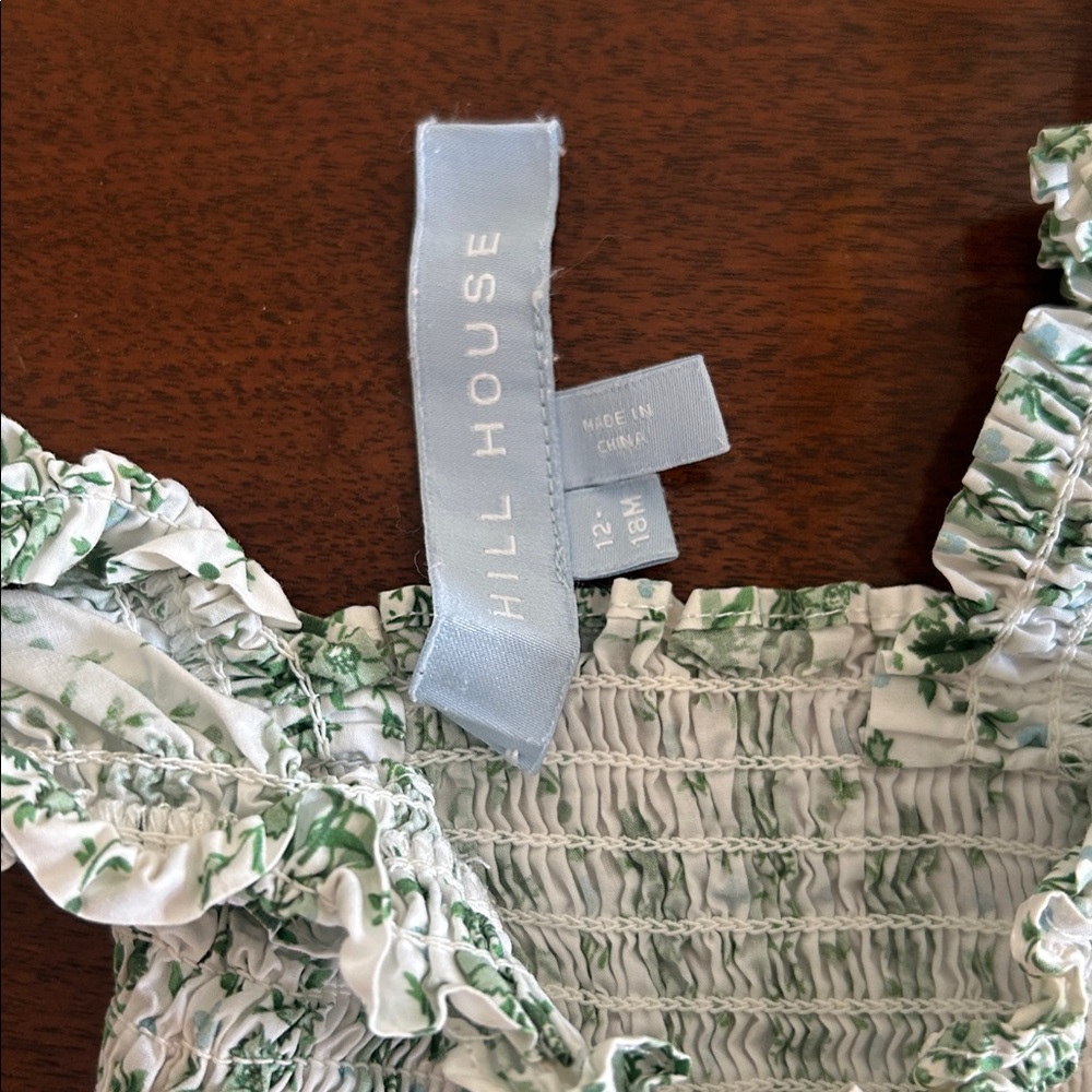 Hill House Green and White Smocked Dress - Picture 3 of 4